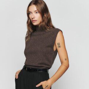 Reformation Arco Cashmere Sleeveless Turtleneck Sweater Vest XS 0 2 Hedgerow